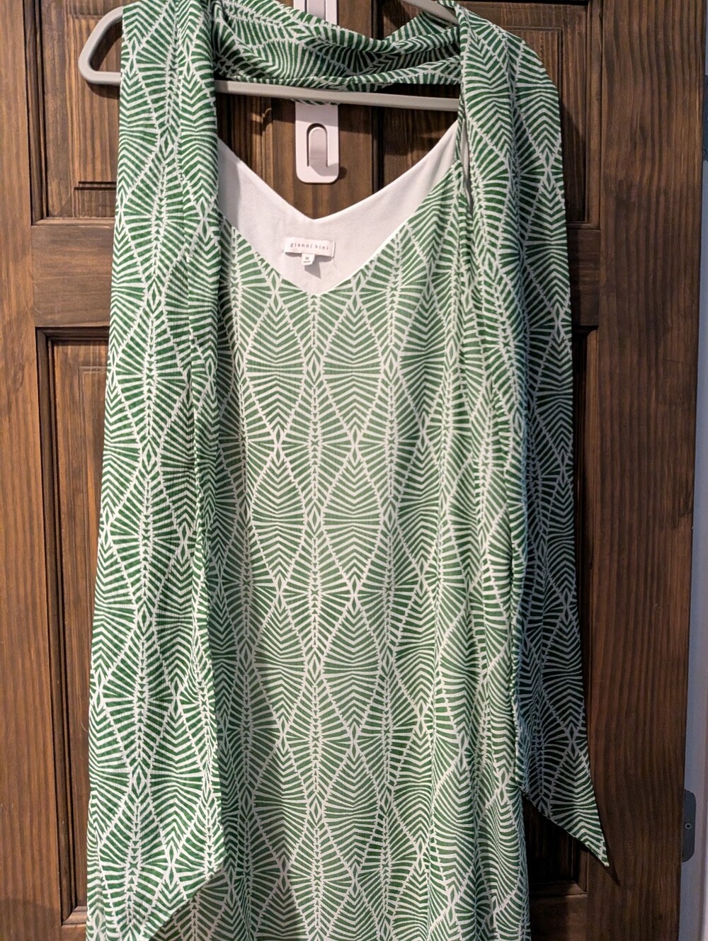 Gianni Bini Green and White Printed Tunic Top